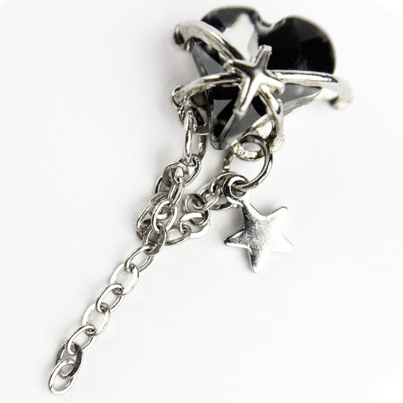 Nail Pendant Heart, Transparent Black, 9 x 32 mm