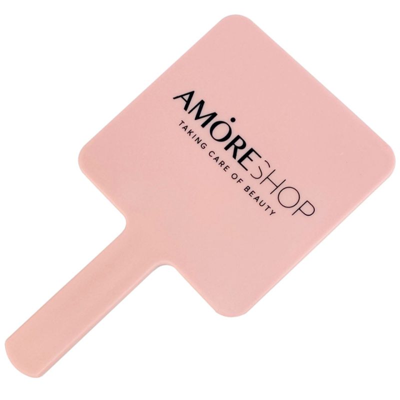 Зеркало Amoreshop, розовое с ручкой