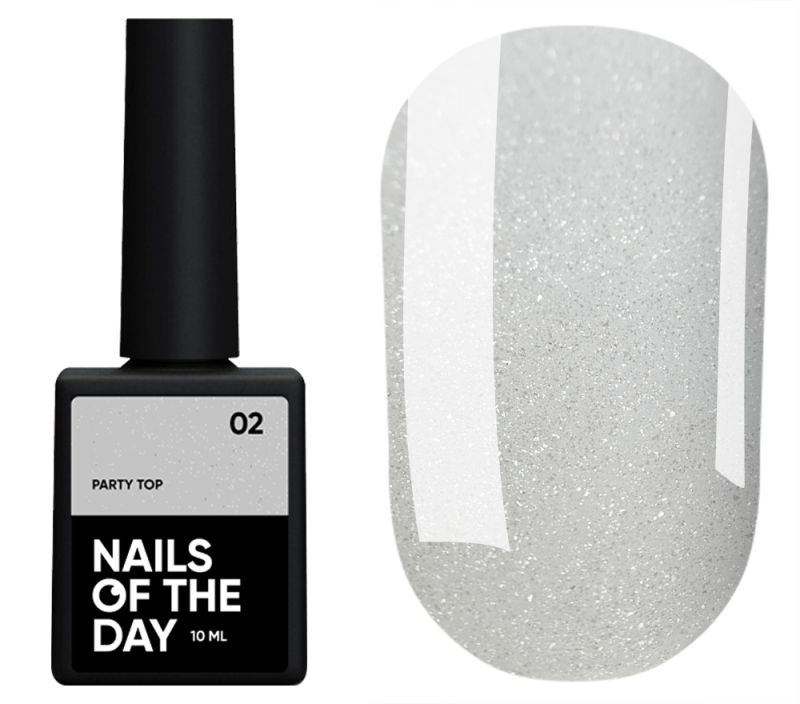 Nails Of The Day Nail top Party top No. 02 (transparent with fine shimmer), 10 ml