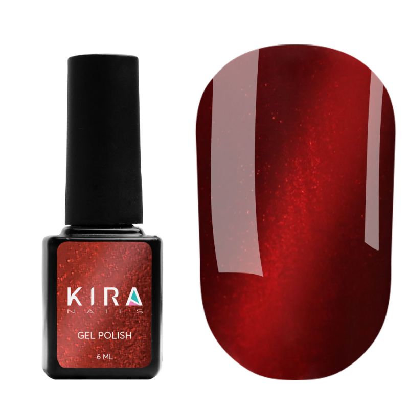Kira Nails Cat Eye gel varnish No. 001 (red-coral, magnetic), 6 ml