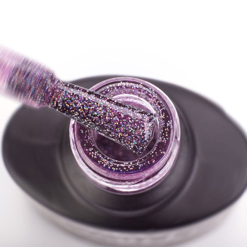 Gel varnish Komilfo DeLuxe Series G018 (lilac, holographic micro-shine), 8 ml.