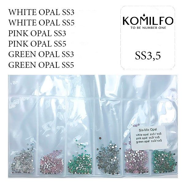 Komilfo стразы, Six-Mix Opal (1600 шт.), размер ss3, ss5