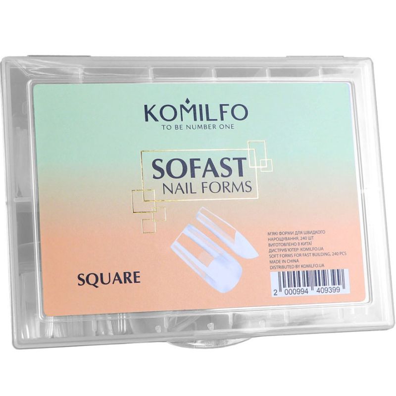Komilfo SoFast Nail Forms Square - gel forms for extension, 240 pcs