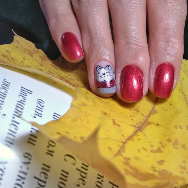 Molekula gel varnish No. 032 (red, micro shine), 6 ml