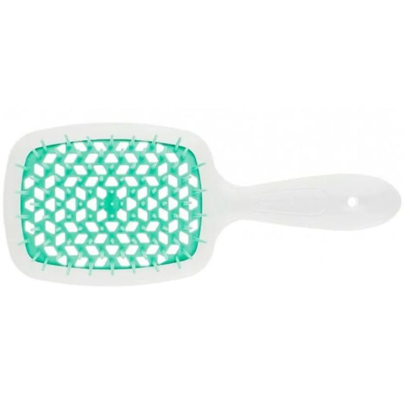 Janeke Superbrush Hair Comb White with Turquoise