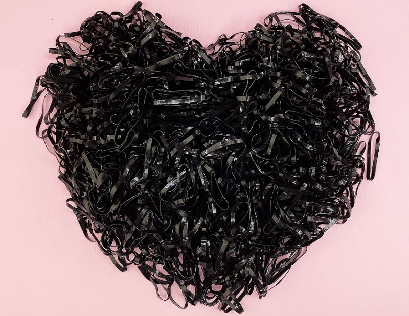 Elastic bands for braids, silicone, black 2 cm, 1000 pcs.