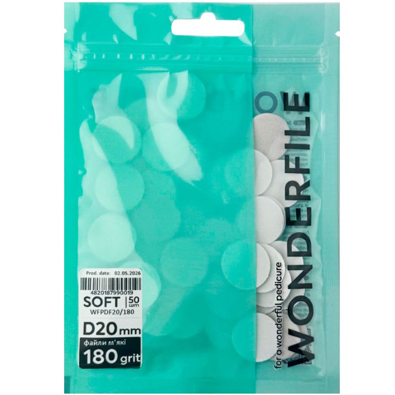 Wonderfile Files on foam for pedicure disc 20 mm, 180 gr (50 pcs)
