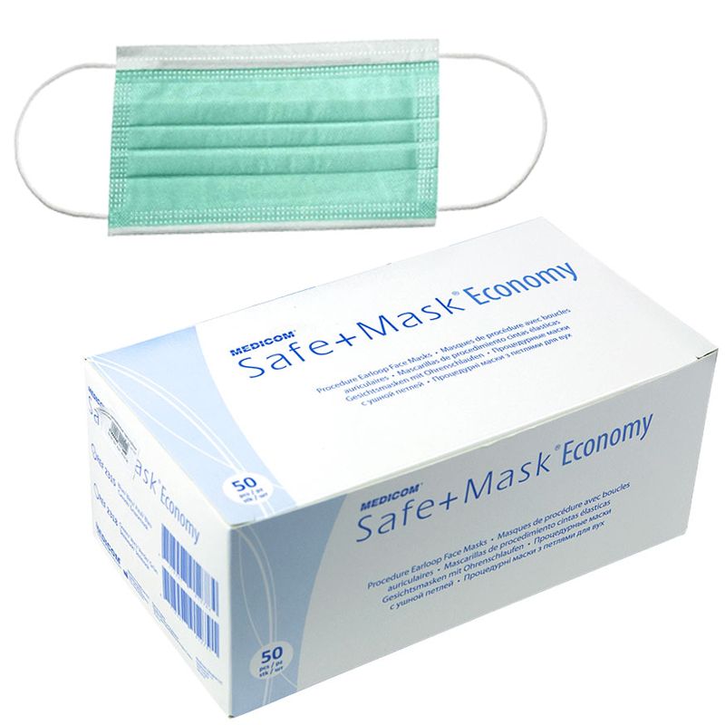 Medicom Three-layer mask Green, 50 pcs/pack