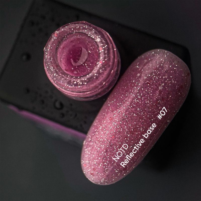 Nails Of The Day Base Reflective No. 07 (pink with silver and pink shimmer, reflective), 10 ml