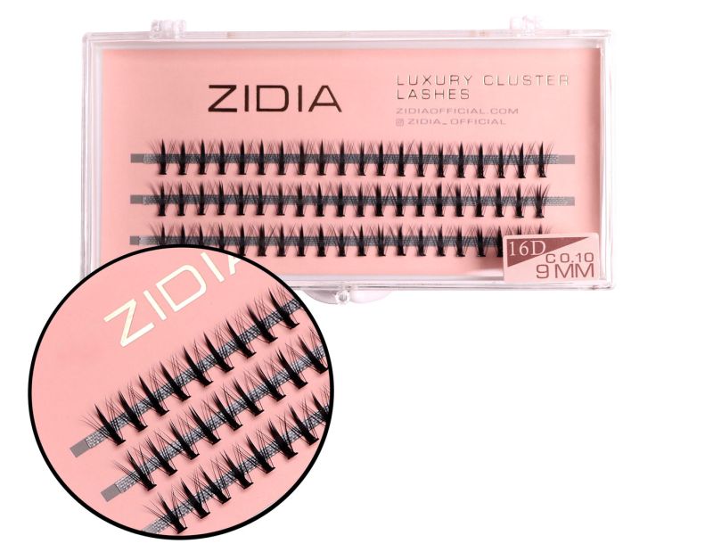 ZIDIA Cluster lashes Ресницы-пучки 16D KIM C 0,10 (3 ленты, размер 9 мм)
