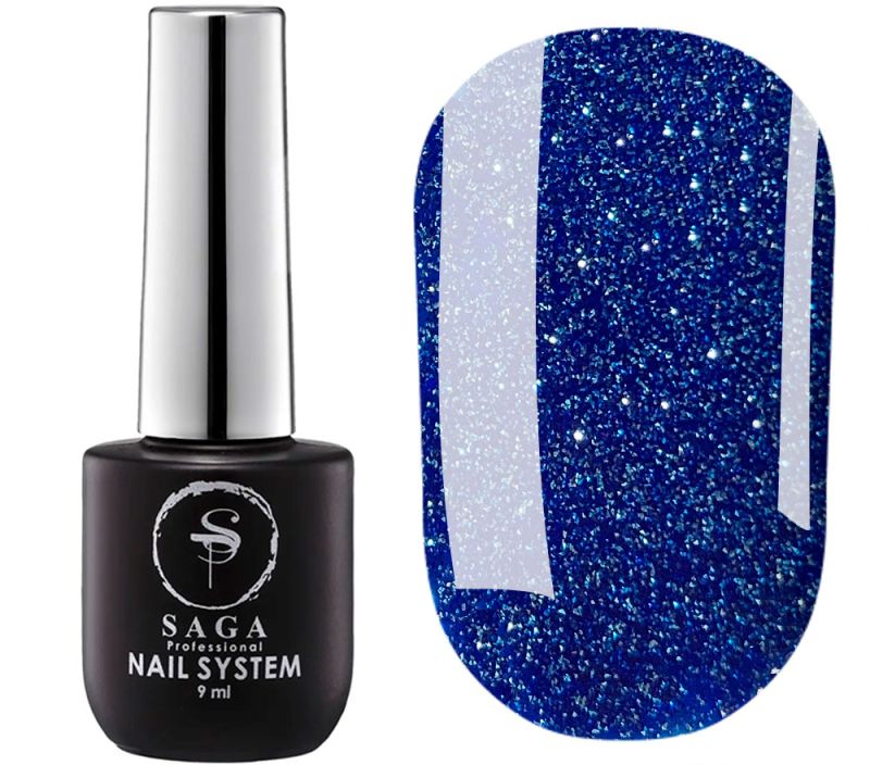 SAGA professional Gel polish Fiery gel 39 (bright blue with microshine, reflective), 9 ml