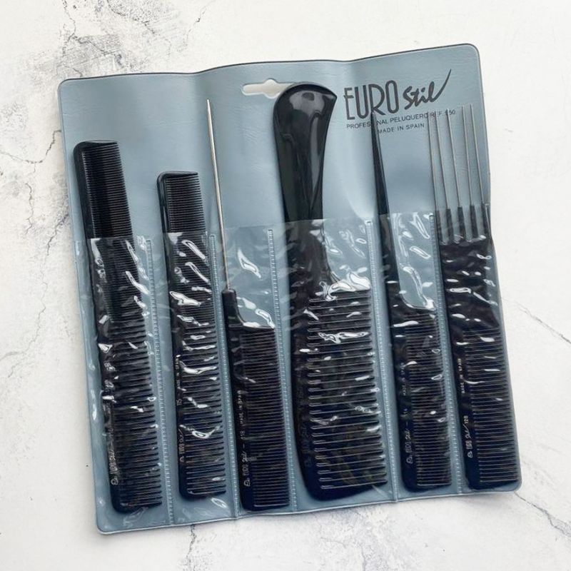 EUROstil Set of combs 6 pcs in a gray case