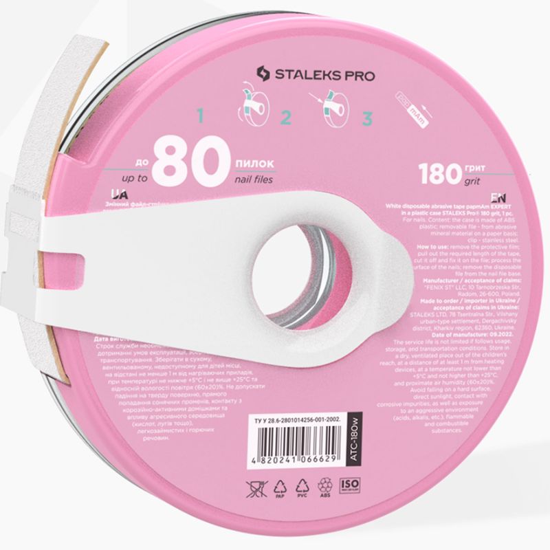 Staleks Pro - papmAm white EXPERT replacement file-tape in a plastic reel STALEKS PRO 180 grit