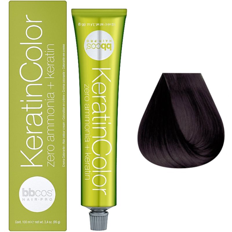 Bbcos Keratin Color Cream-farba for hair 4/01 chestnut natural popelia, 100 ml