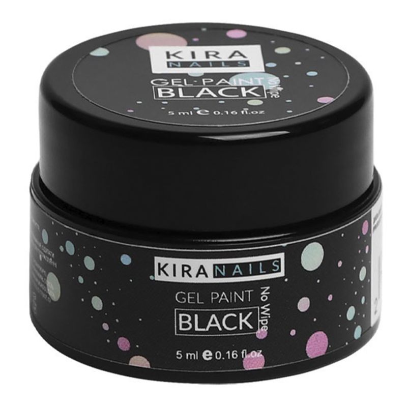Гель-краска Kira Nails No Wipe, Black, 5 мл