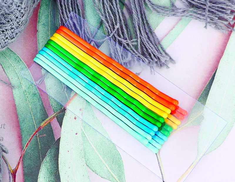 Multicolored invisible pins No. 8, 5.5 cm wavy (10pcs)