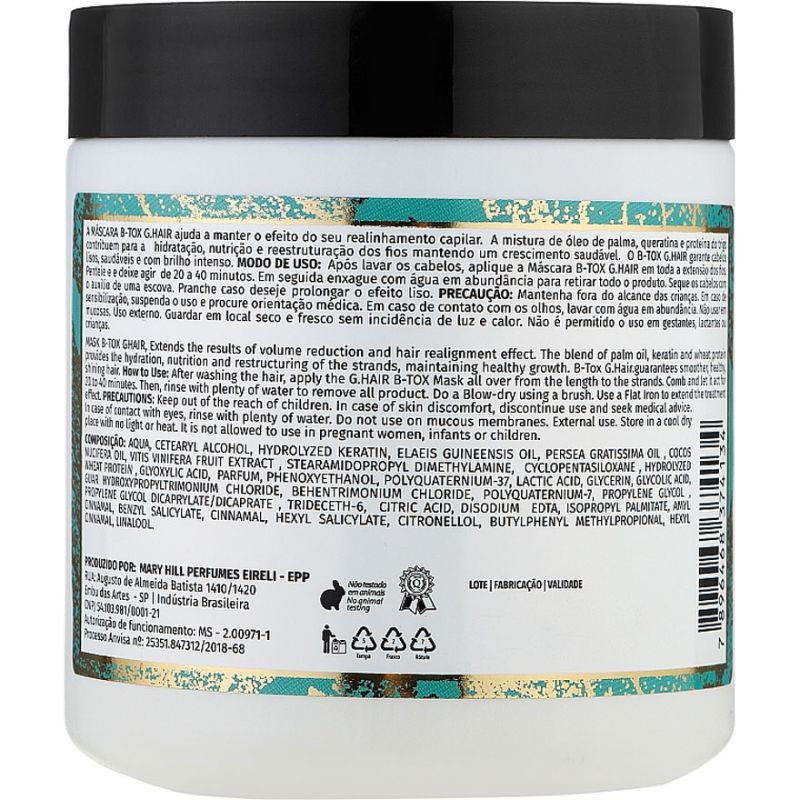 Inoar G.Hair B-tox Organic Therapy Cold Botox "Hair Restoration", 500 g