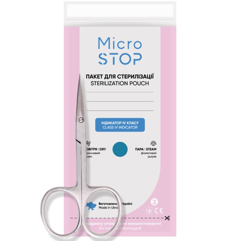 MicroSTOP Крафт-пакеты для воздушной стерилизации (бумажные, белые) 75х150 мм, 100 шт (с индикатором 4 класса)