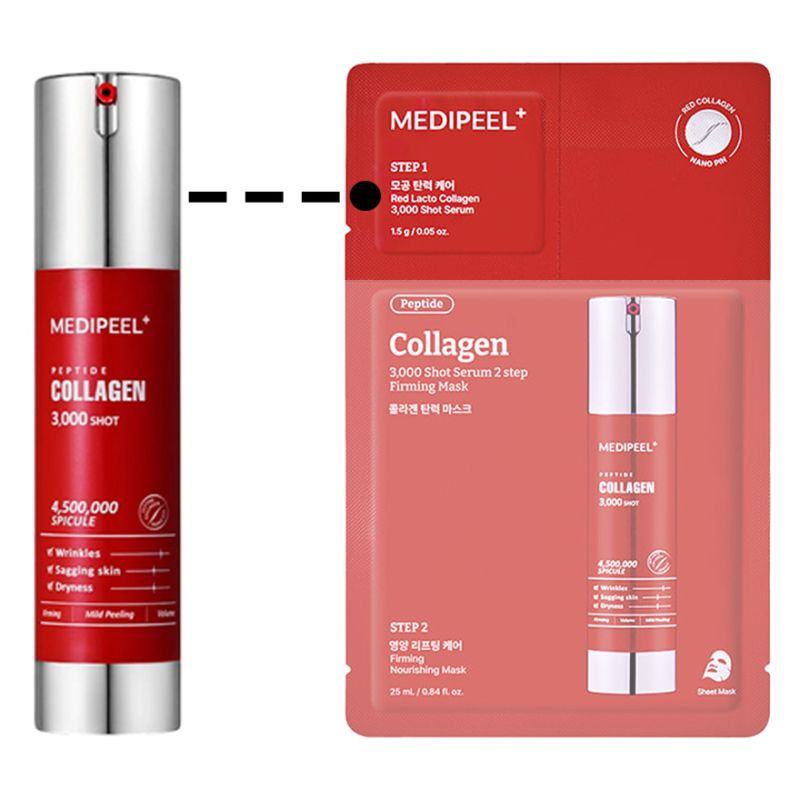 MEDI-PEEL Набір двоетапний сироватка і маска з колагеном і мікроголками Red Lacto Collagen 3000 Shot Serum 2 Step Mask, 1 шт
