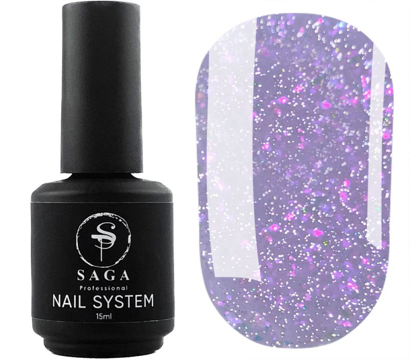 SAGA professional LIQUID GEL 24 (лавандовый с микроблеском и хлопьями, светоотражающий), 15 мл
