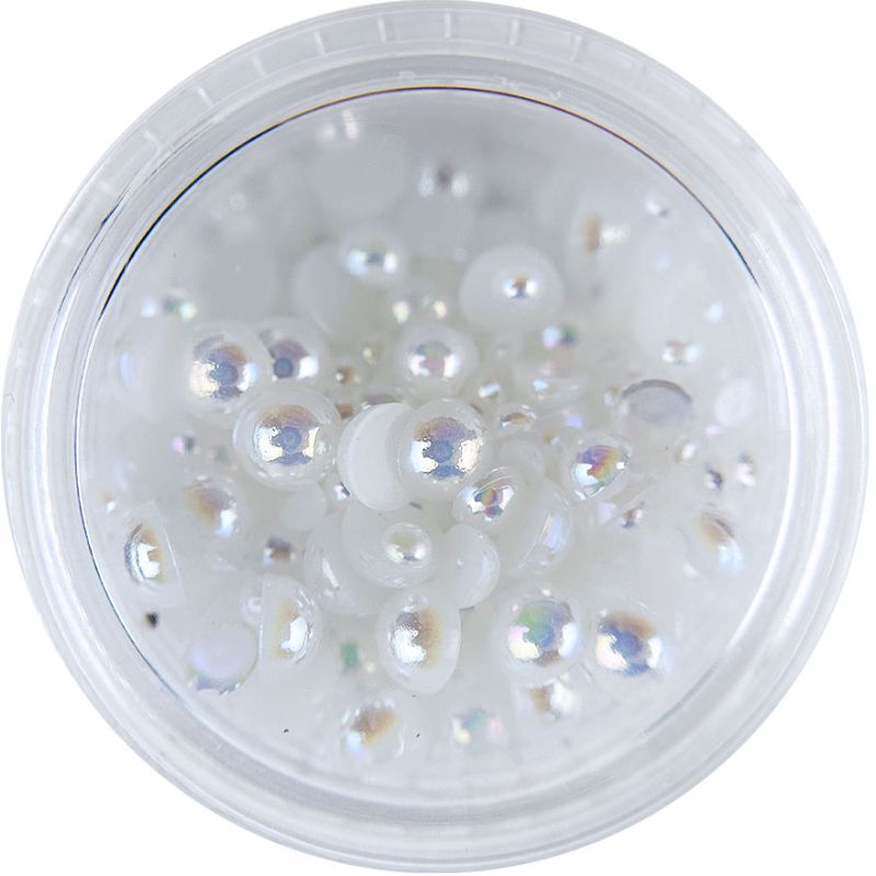 Nail decor pearls, mother-of-pearl halves, 2.5 g, Mix, (in container)