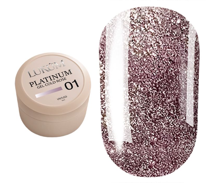 Lukum Гель для ногтей Platinum gel paint 01 (Cold Rose), 5 мл
