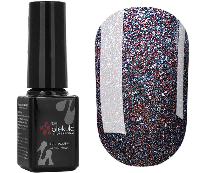 Gel polish Molekula No. 101 (red-blue shimmer with sparkles), 6 ml
