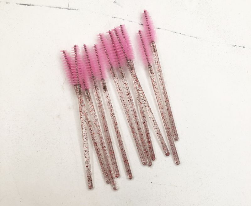 Hair brush, nylon, rozheva on a transparent base with red glitter, (50 pcs/pack)