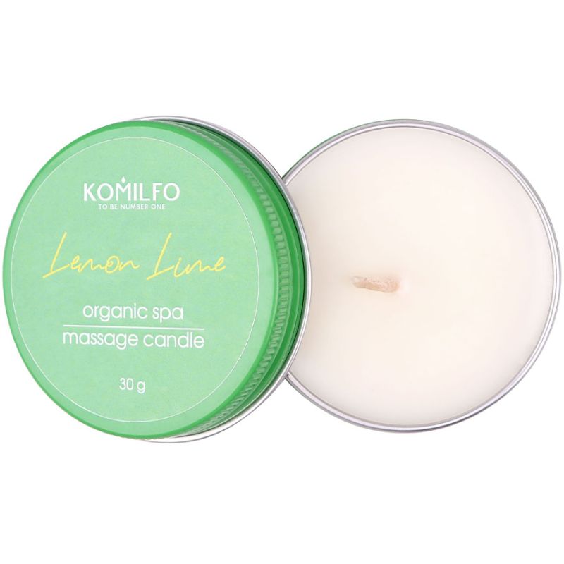 Komilfo Massage Candle – Lemon Lime, масажна свічка для шкіри, 30 г