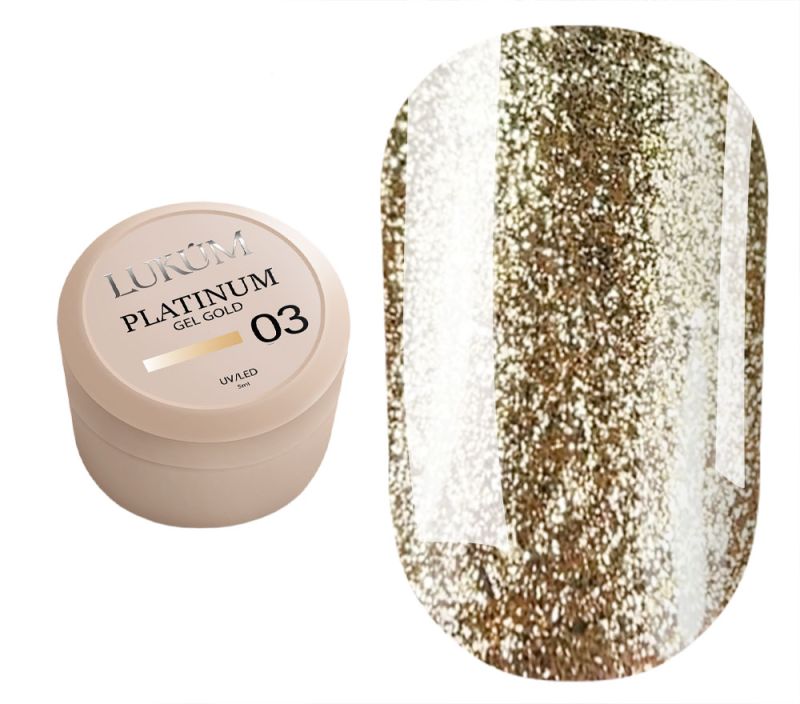 Lukum Гель для ногтей Platinum gel paint 03 (Gold), 5 мл