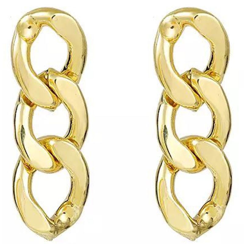 Серьги Chain 3 кольца, золото, 3,8 см