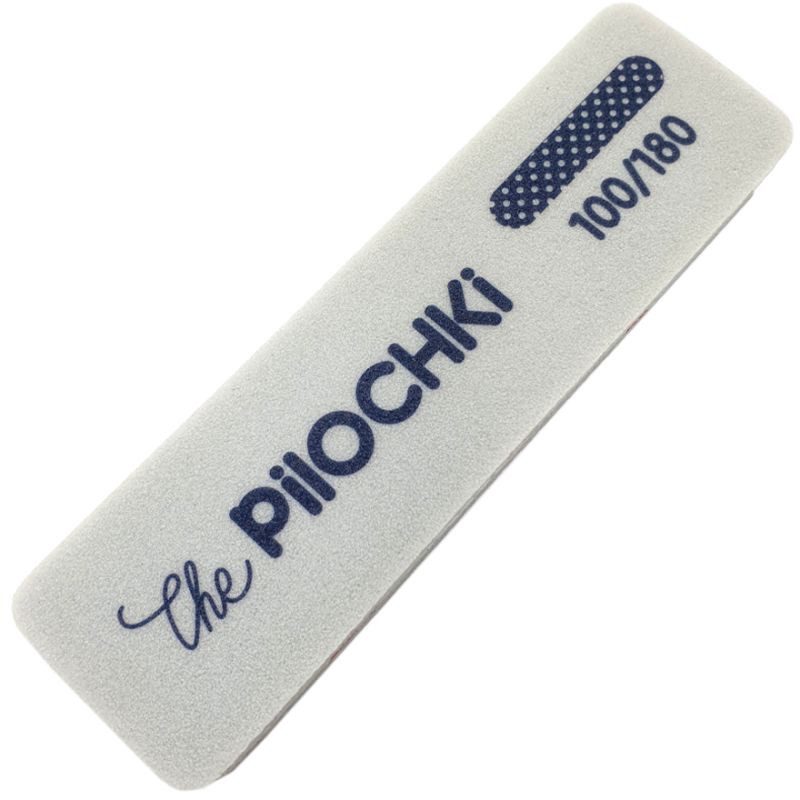 ThePilochki Buff nail polisher, 115*33 mm (gray) - 100/180 grit