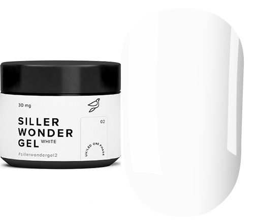 Siller Гель для нігтів однофазний LED/UV Wonder Gel №02 (білий), 30 мл