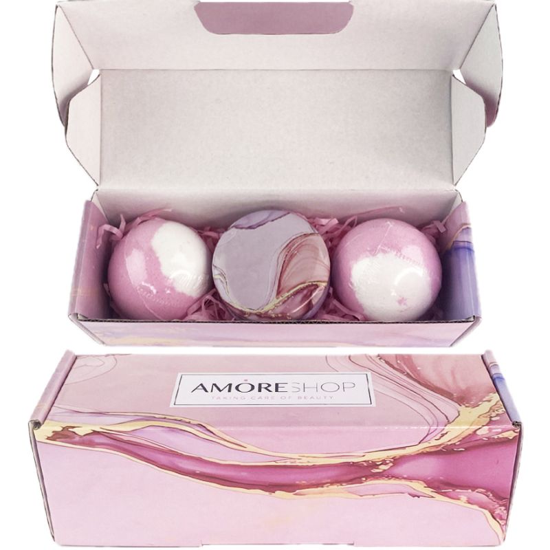 Amoreshop Spa set (candle with crystals and flowers and bath bombs) Spa set