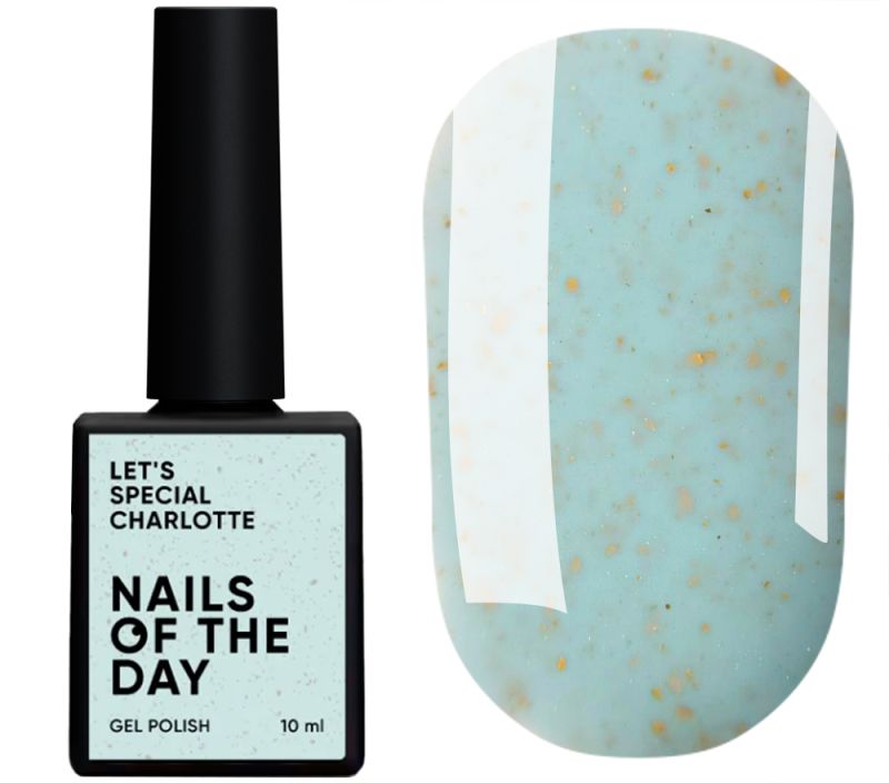 Nails Of The Day Gel polish Let's special Charlotte (mint blue with gold leaf), 10 ml