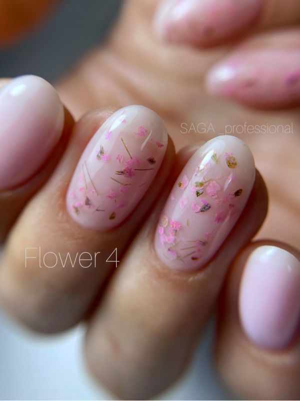 SAGA professional Цветочный гель 4 с сухоцветом (светло-розовый), 5 мл