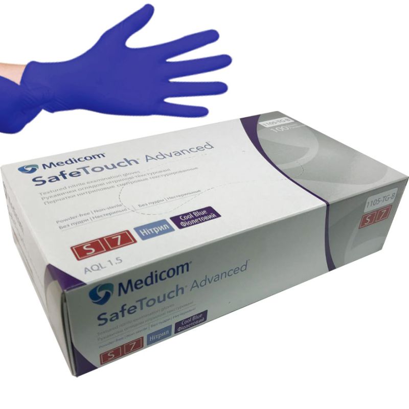 Medicom Рукавички нітрилові Cool Blue (S) 1105 TG 100 штук (50 пар) щільність 3,5