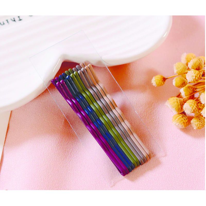 Multicolored invisible pins, matte, 5.5 cm wavy (10pcs)