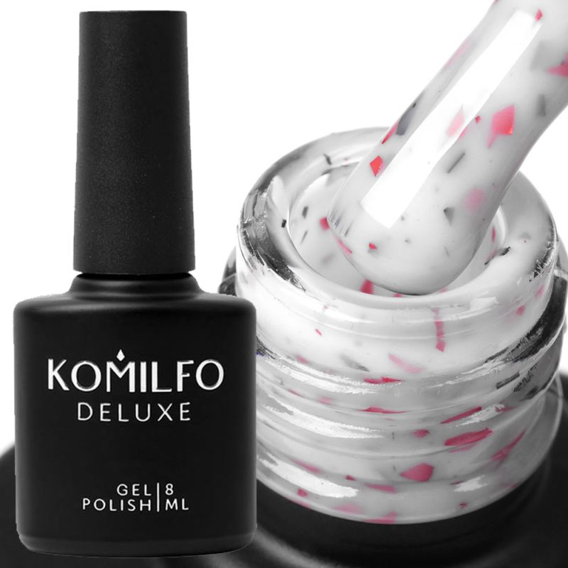 Komilfo Potal Base P018 (white with pink coral and black potal), 8 ml