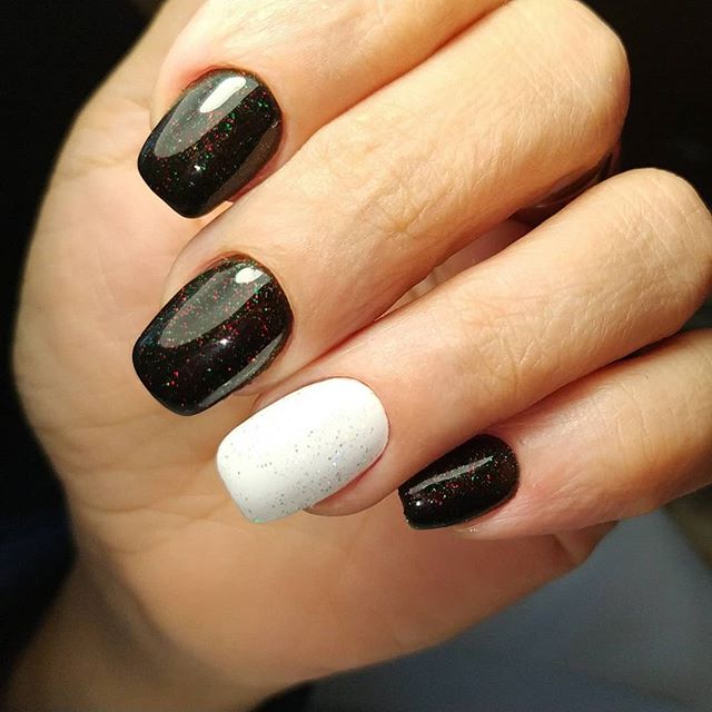 OXXI Gel nail polish No. 239 (black with red and green micro-shimmer), 10 ml