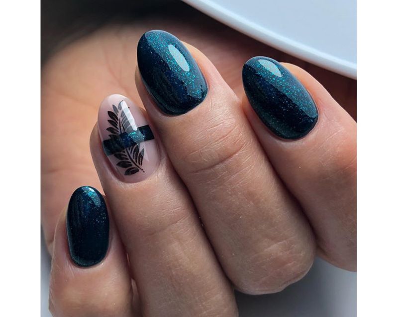 FOX gel varnish No. 164 (greenish-blue with sparkles), 7 ml