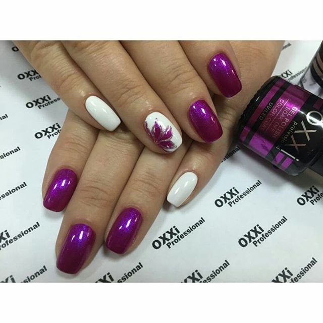 OXXI Гель-лак для ногтей №058 (фуксия, микроблеск), 10 мл