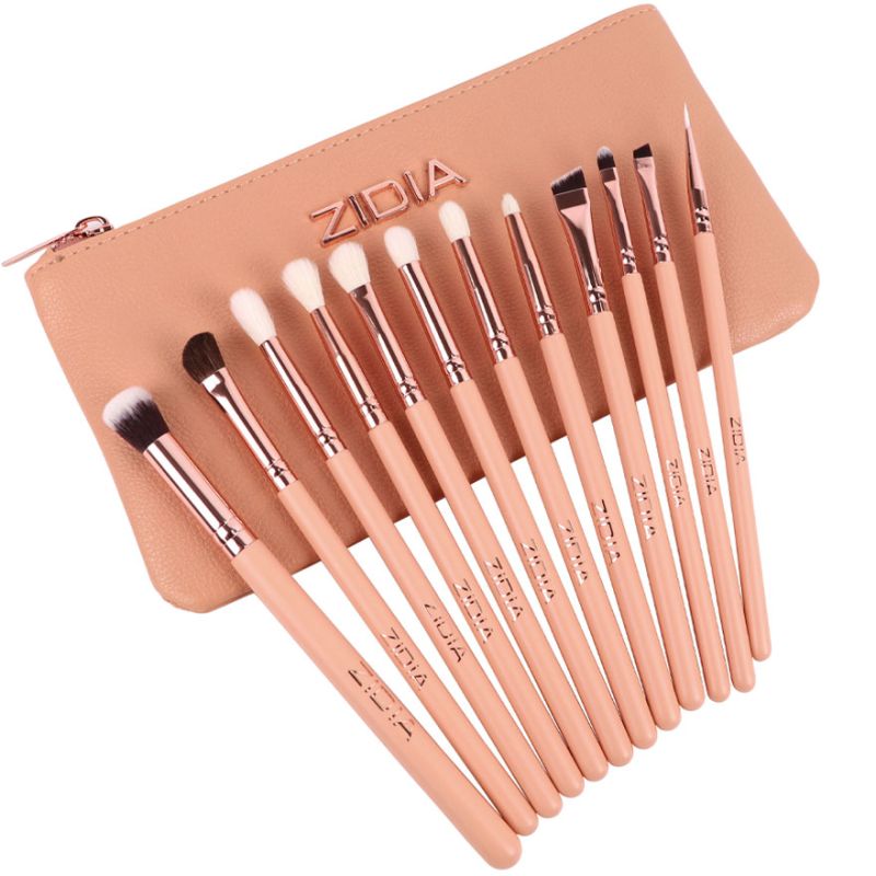 ZIDIA набір пензлів для макіяжу очей "Set Brushes Eyes Makeup" в косметичці, 12 шт