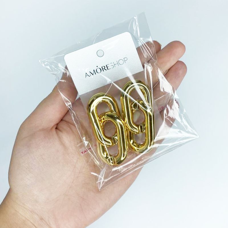Chain earrings 2 rings, gold, 6.4 cm buy at 107,00 ₴ UAH. with