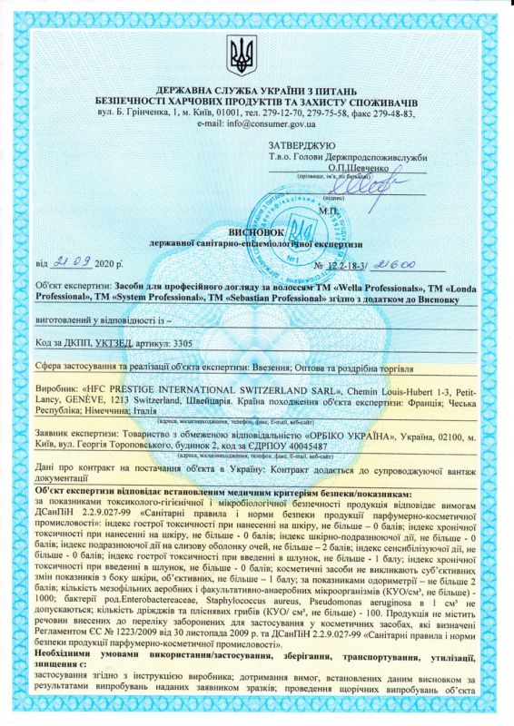 WELLA Hygiene Certificate