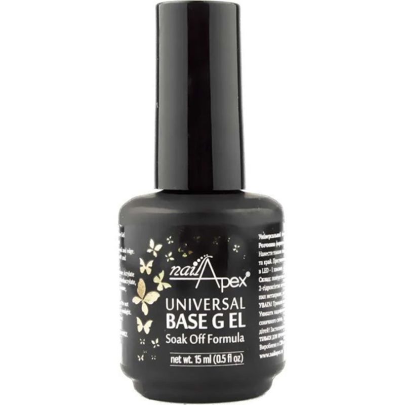 NailApex Soak Off UV Base густая каучуковая база универсальная, 15 мл