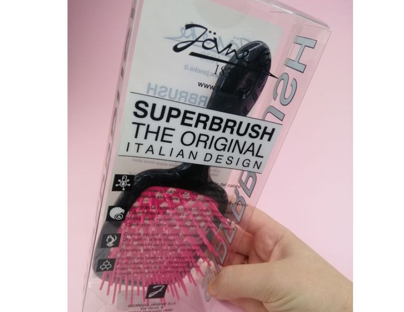 Janeke Superbrush Hair Comb Black with Raspberry
