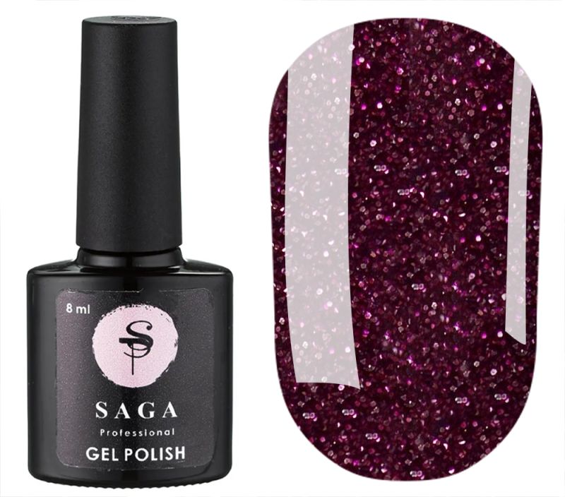 SAGA professional Гель-лак Fiery gel 25 (гранатовый с микроблеском, светоотражающий), 8 мл