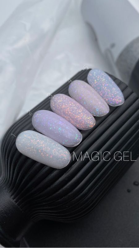 SAGA professional Builder Gel magic 5 (голубой с разноцветной поталью),15 мл