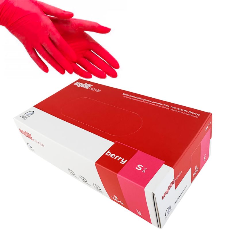 easyCARE Nitrile gloves Berry (S) 100 pcs/pack (50 pairs), density 4 g